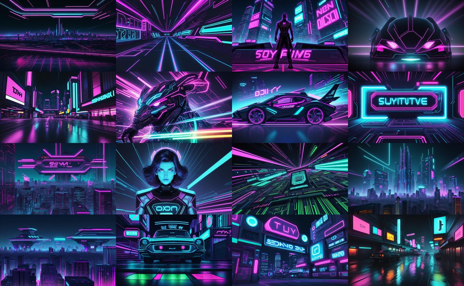 Synthwave Neon Letter T in Retro Style