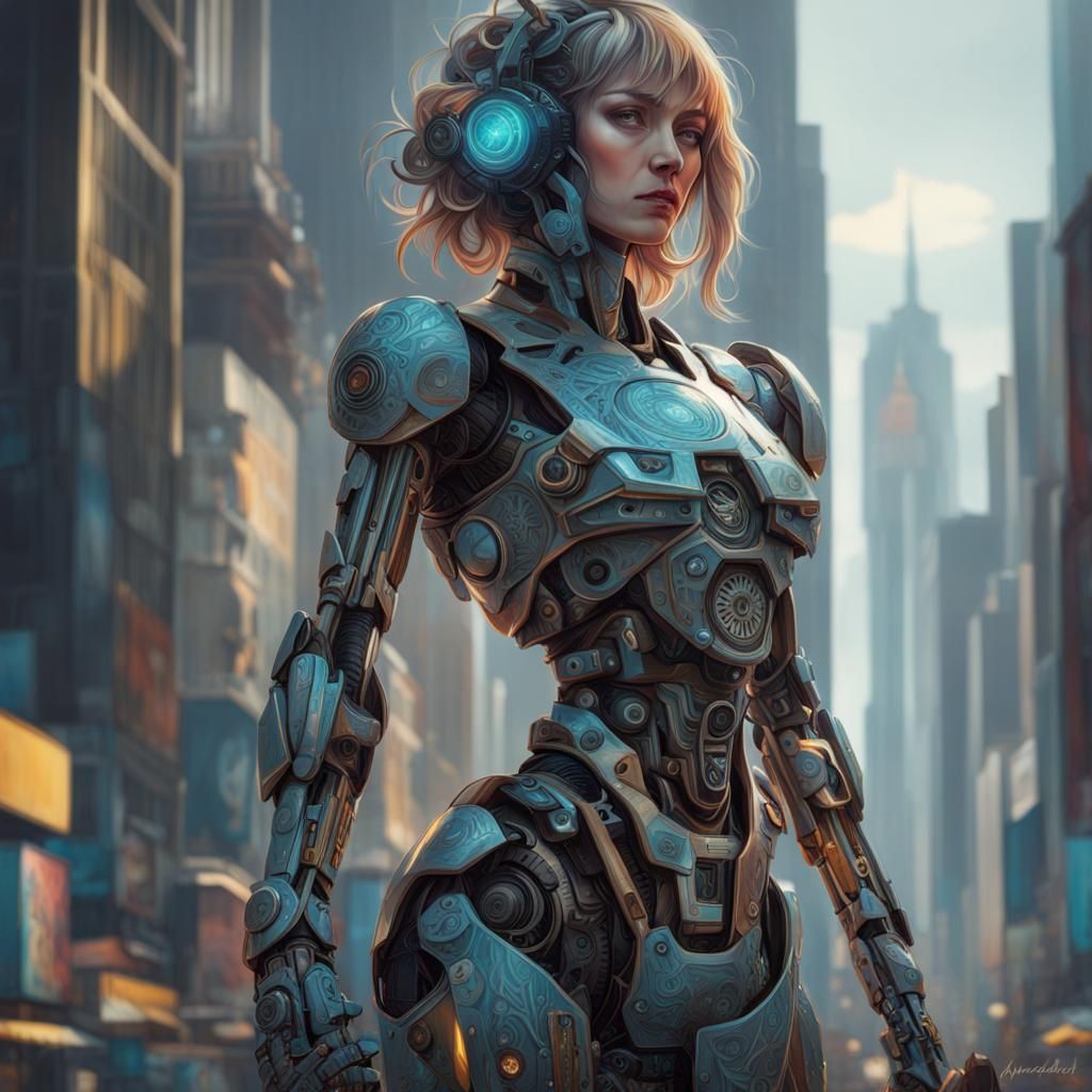 Man and AI Relationship in Digital Art Style