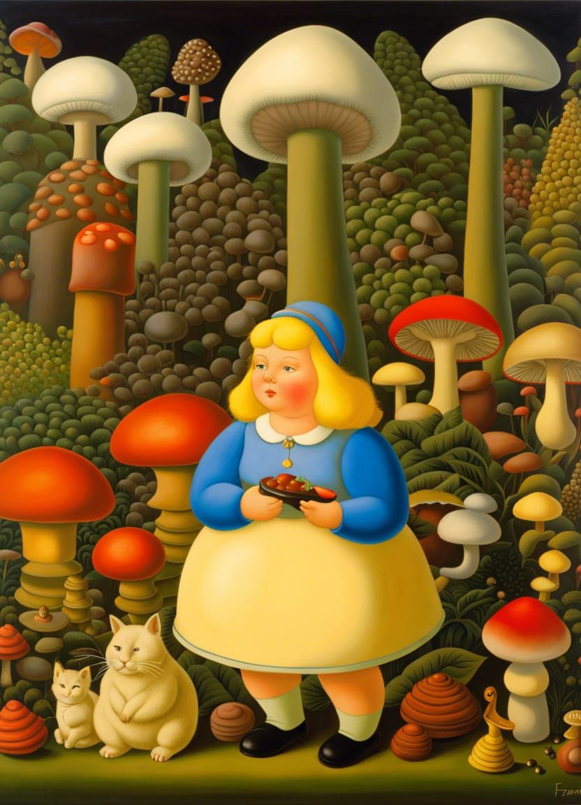 Alice Smokes: A Botero-esque Rendition