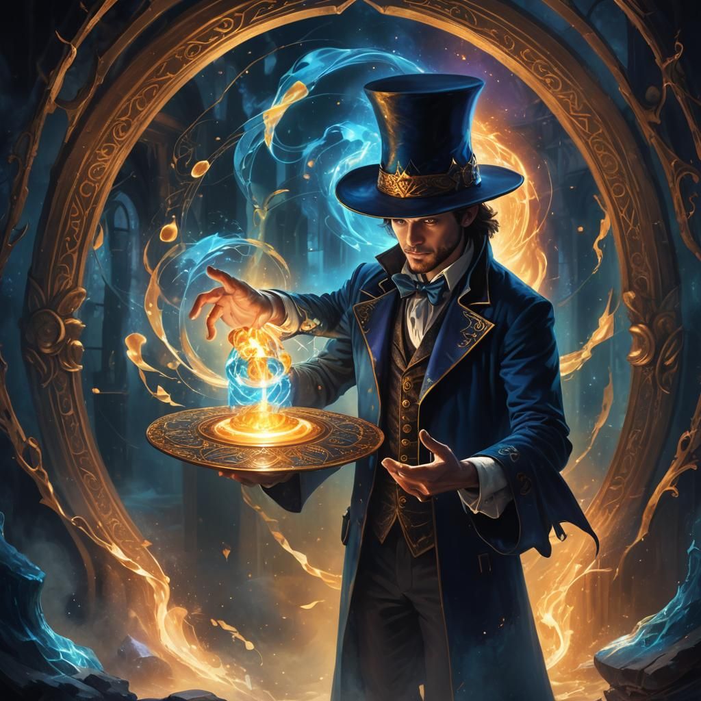 Mystical Portal Hat Held by Magician: Fantasy Art
