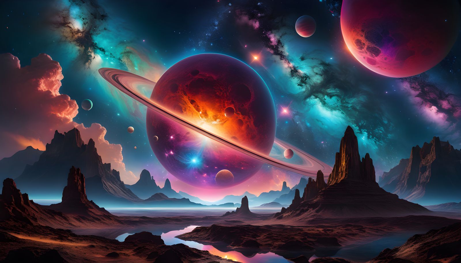 Vibrant Cosmic Dreamscape in Photorealistic Style