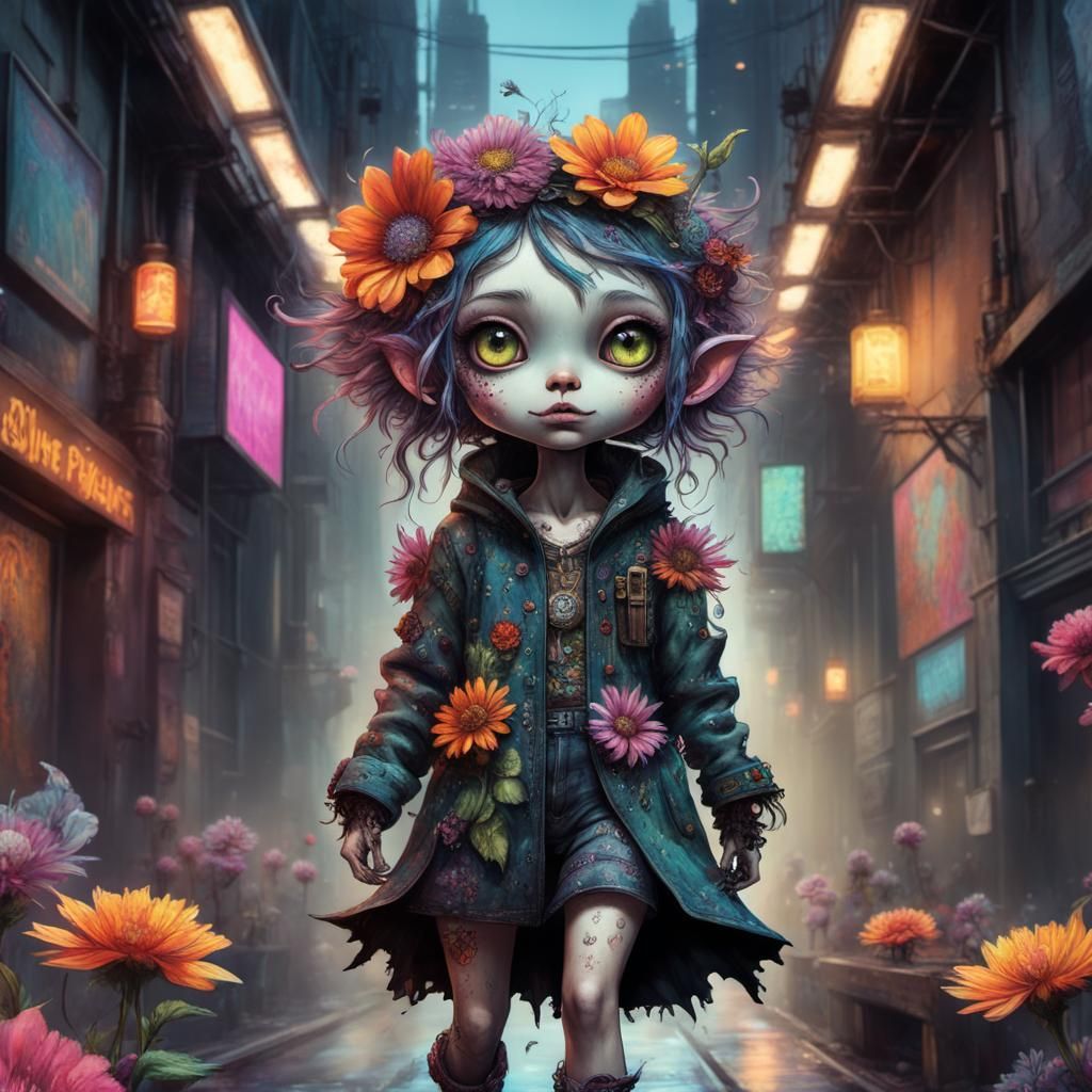 Flower Creature in Bohemian Cyberpunk Fashion Show