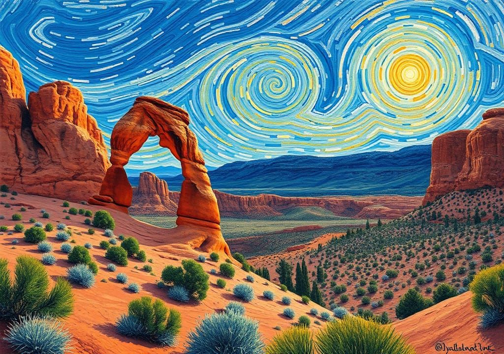 Arches National Park in Van Gogh Style