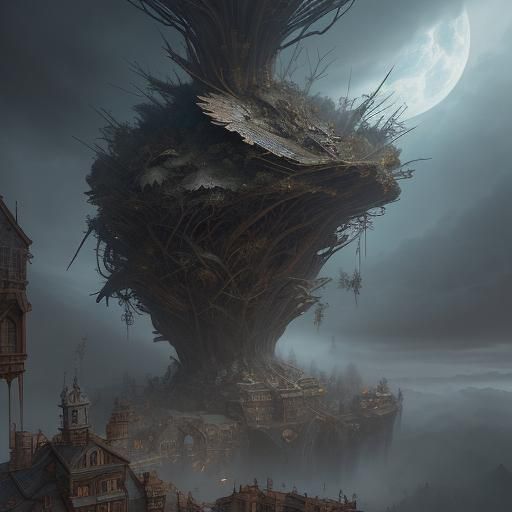 Nest with Fledglings: Epic Digital Matte Painting