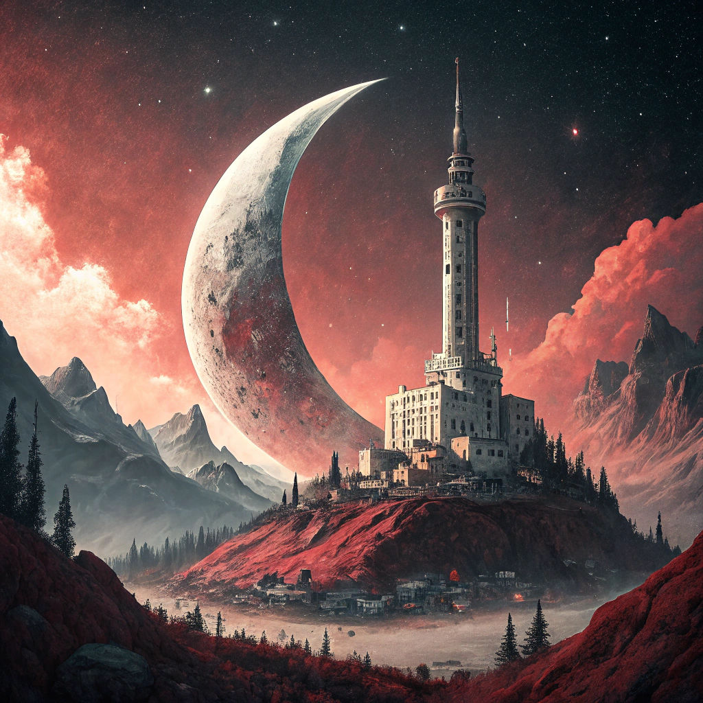 Mystical Moon Town with Silver Tower