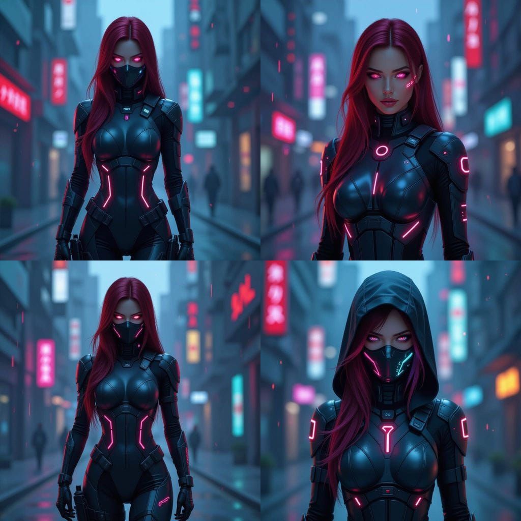 Cyberpunk Assassin in Futuristic Anime Style