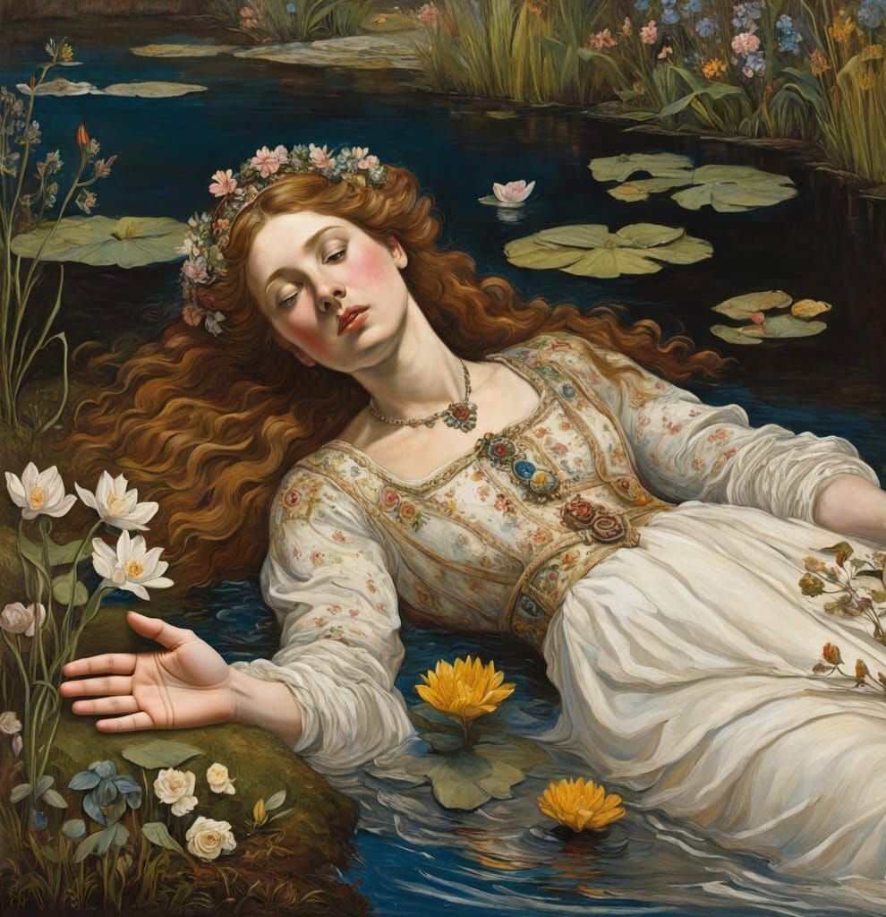 Dido as Ophelia in Pre-Raphaelite Style