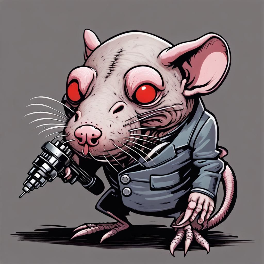 Hairless Mole-Rat in Raygun Gothic Horror Style