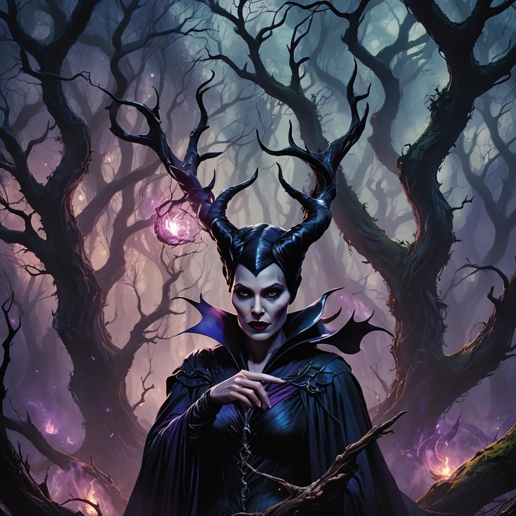 Maleficent Casting a Spell in Dark Forest