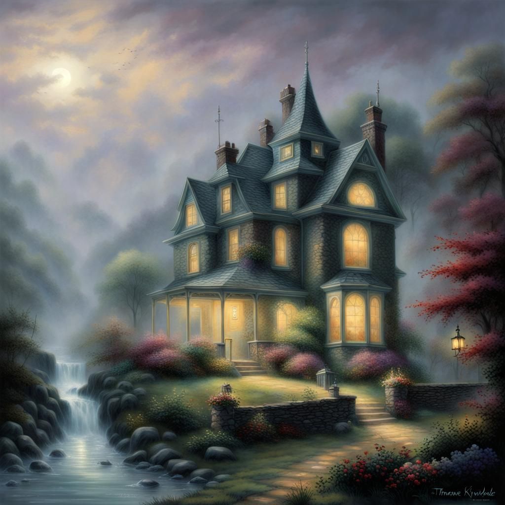 Ethereal Dark House in Hyperdetailed Fantasy Style
