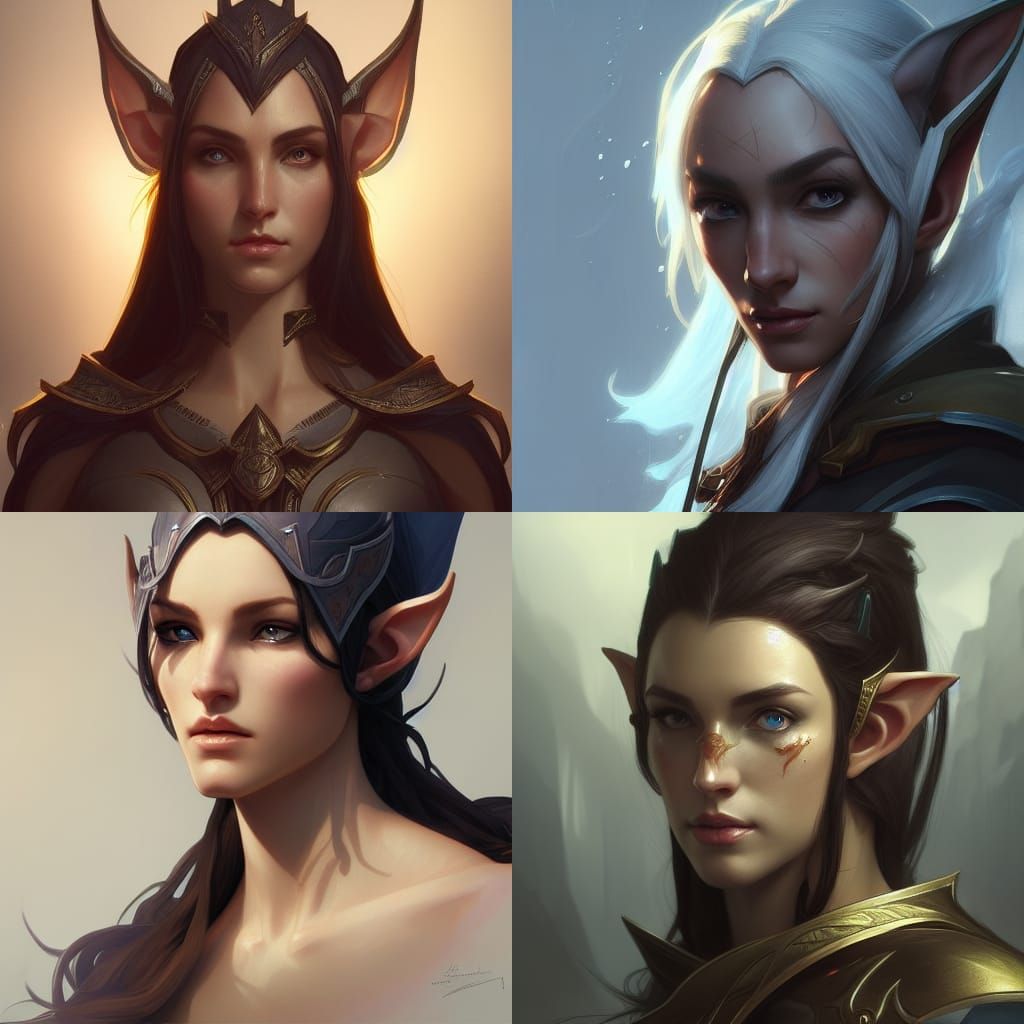 Detailed High Elf Hunter Portrait in Hyperdetailed Style