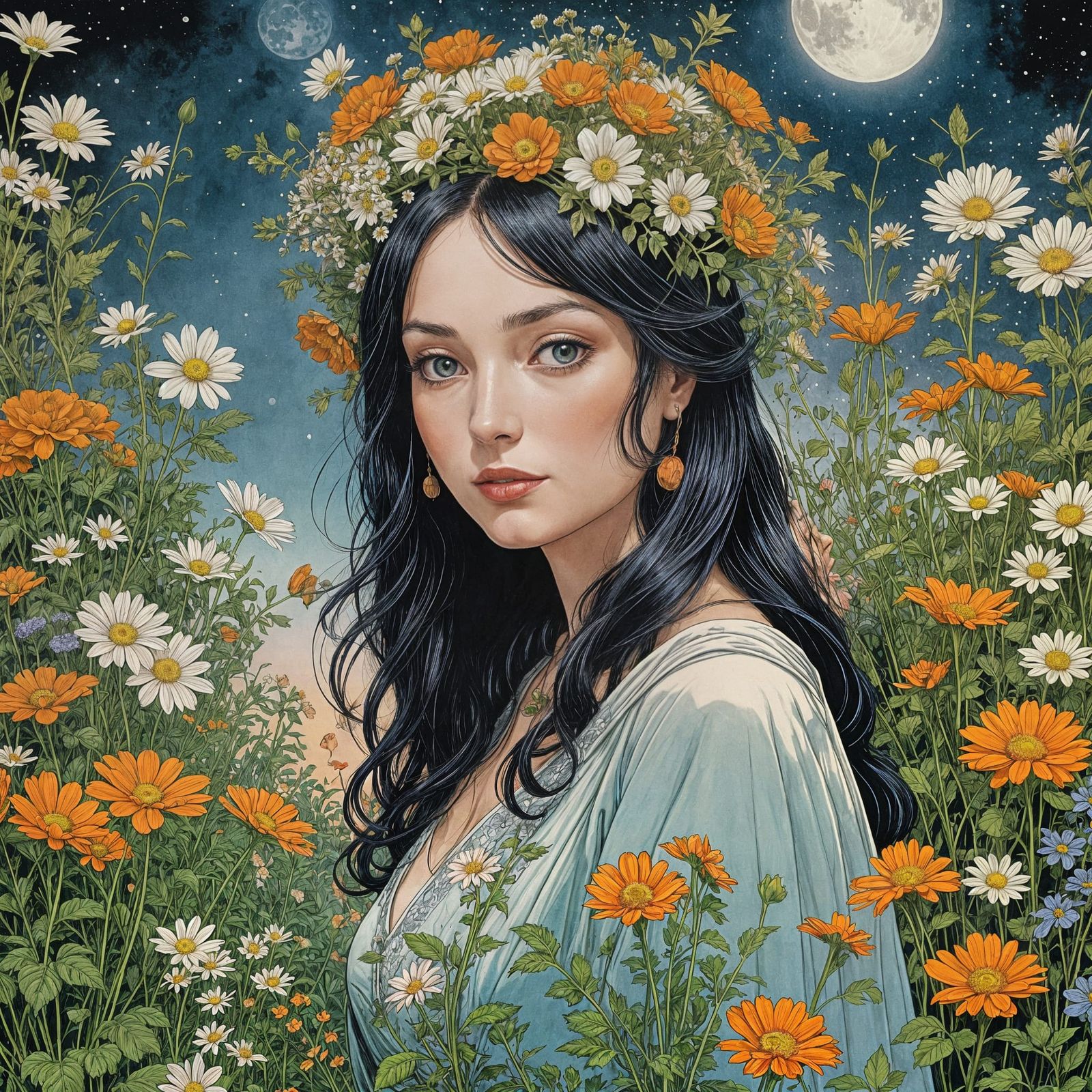 Queen of Carrots and Flowers Graphic Novel Illustration