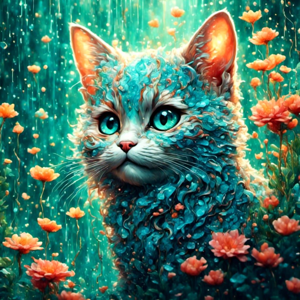 Colorful Cat and Mouse Hyperrealistic Splash Art