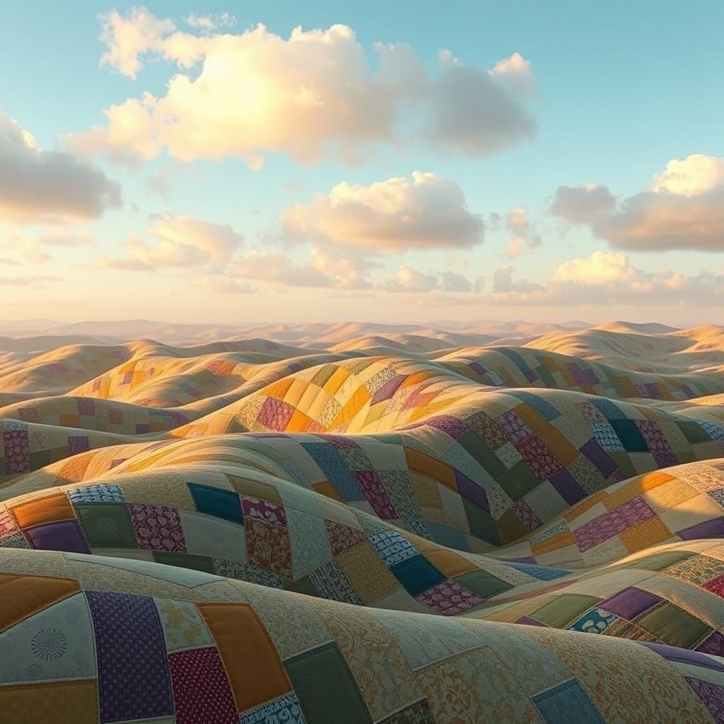Quilted Landscape in Digital Art Style