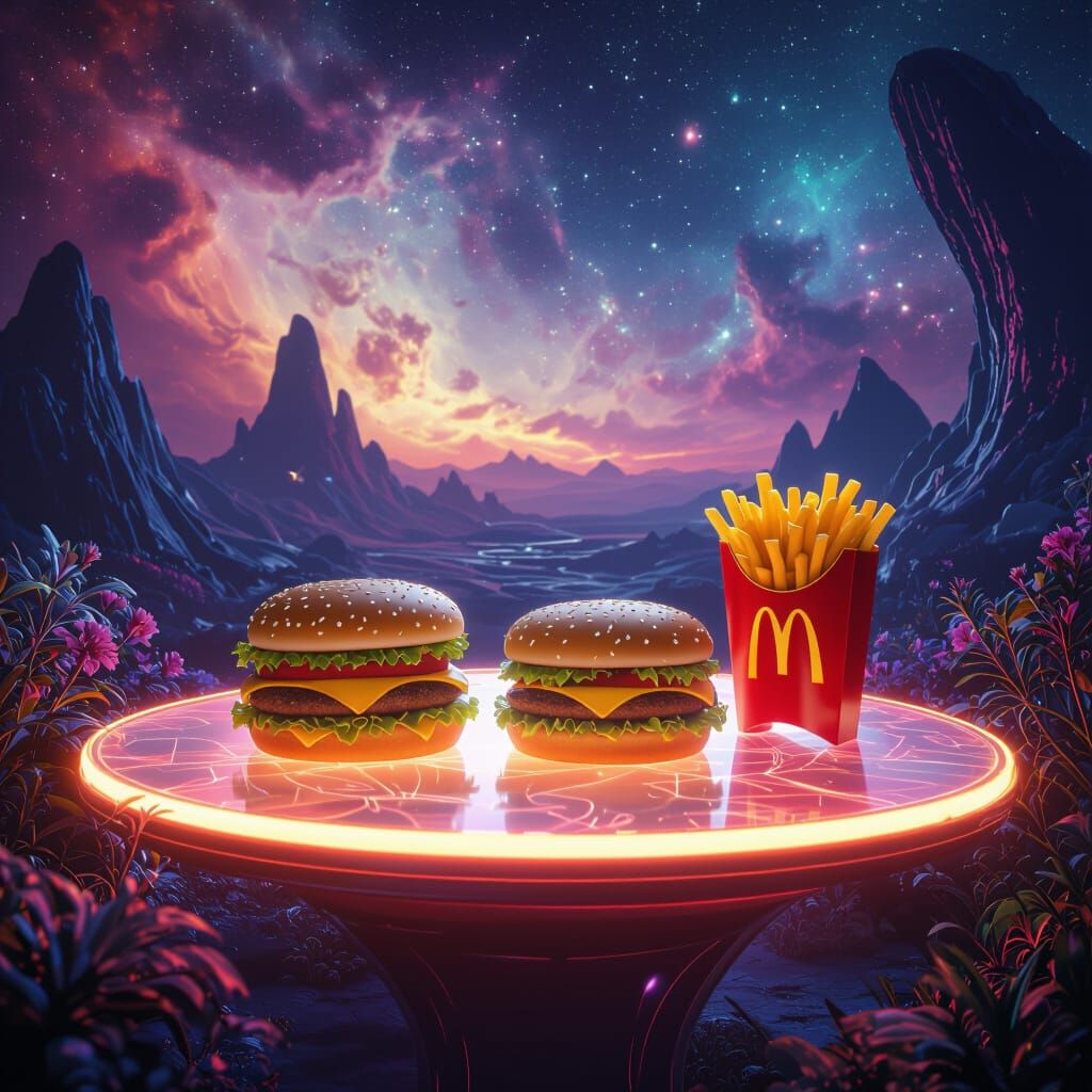Cosmic McDonald's Surreal Landscape