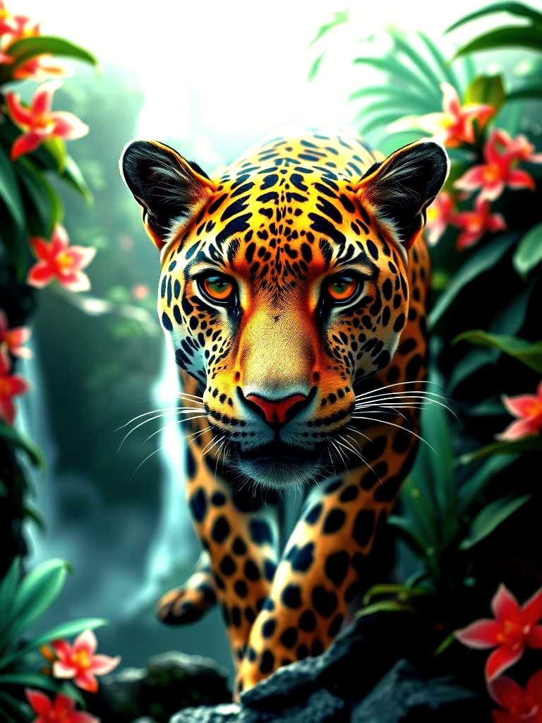 Hyperrealistic Jaguar in Trompe-l'oeil Illusion