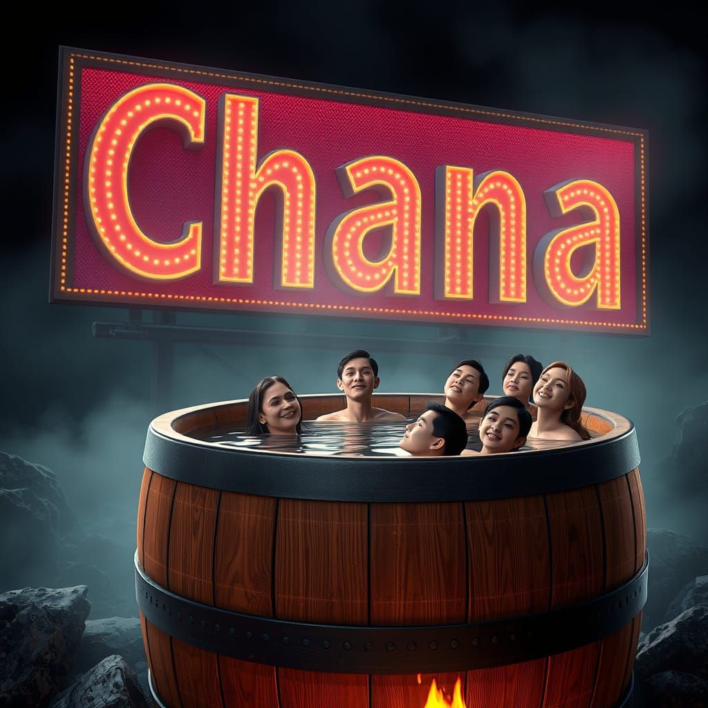 Cyberpunk Billboard in Dark, Misty Landscape with Steampunk ...