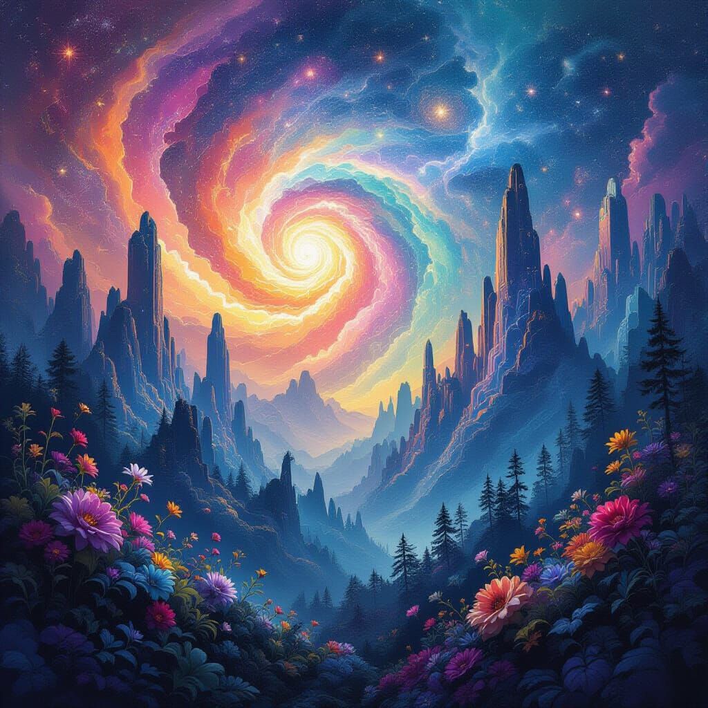 Surreal Galaxy Forest & Crystal Mountains