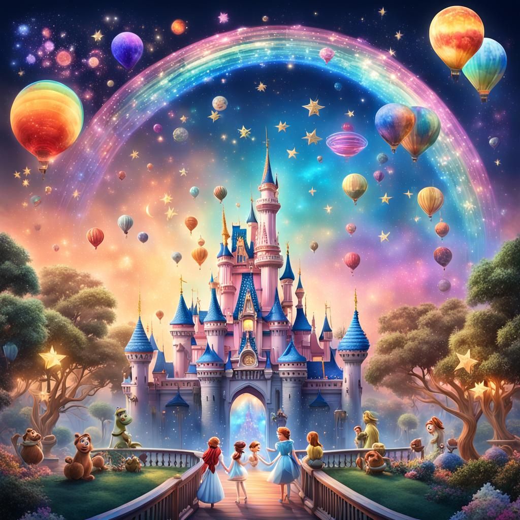 Disney Princesses Slowing Rainbows, Fantasy Concept Art