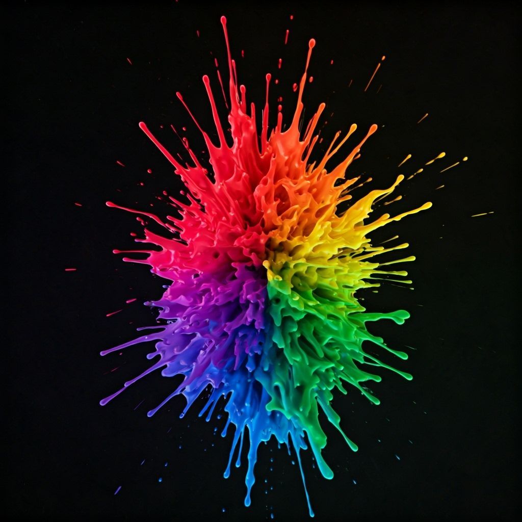 Rainbow Ink Splatter in Seven Colors