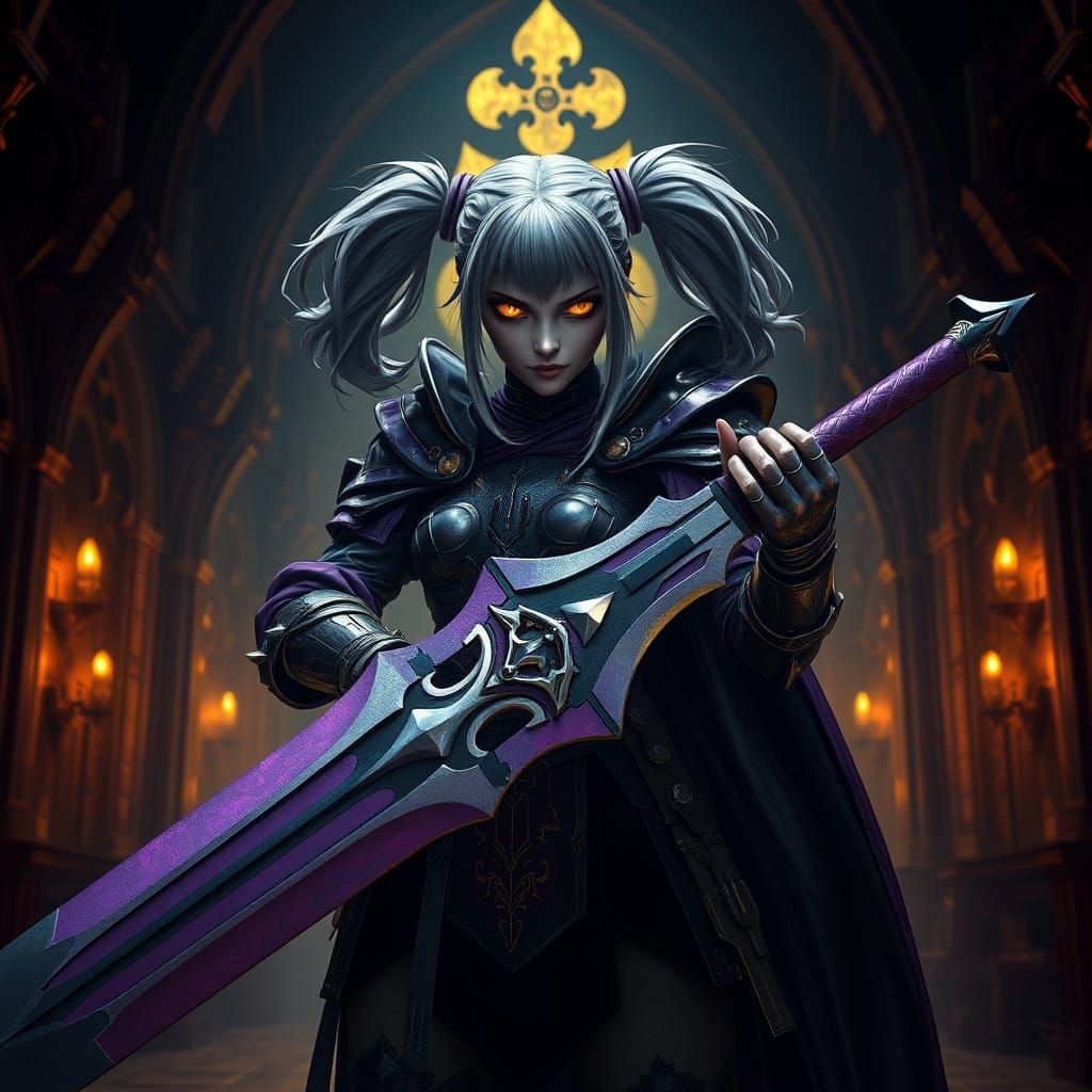Vampire Paladin in Chapel: Dark Fantasy Concept Art