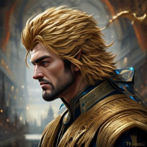 Detailed Young Man Profile in Epic Sci-Fi Style