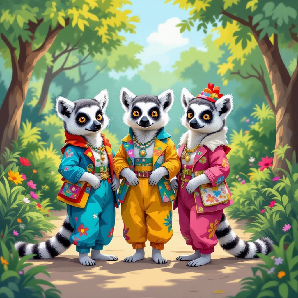 Ring-Tailed Lemurs Model Vibrant Outfits on Catwalk