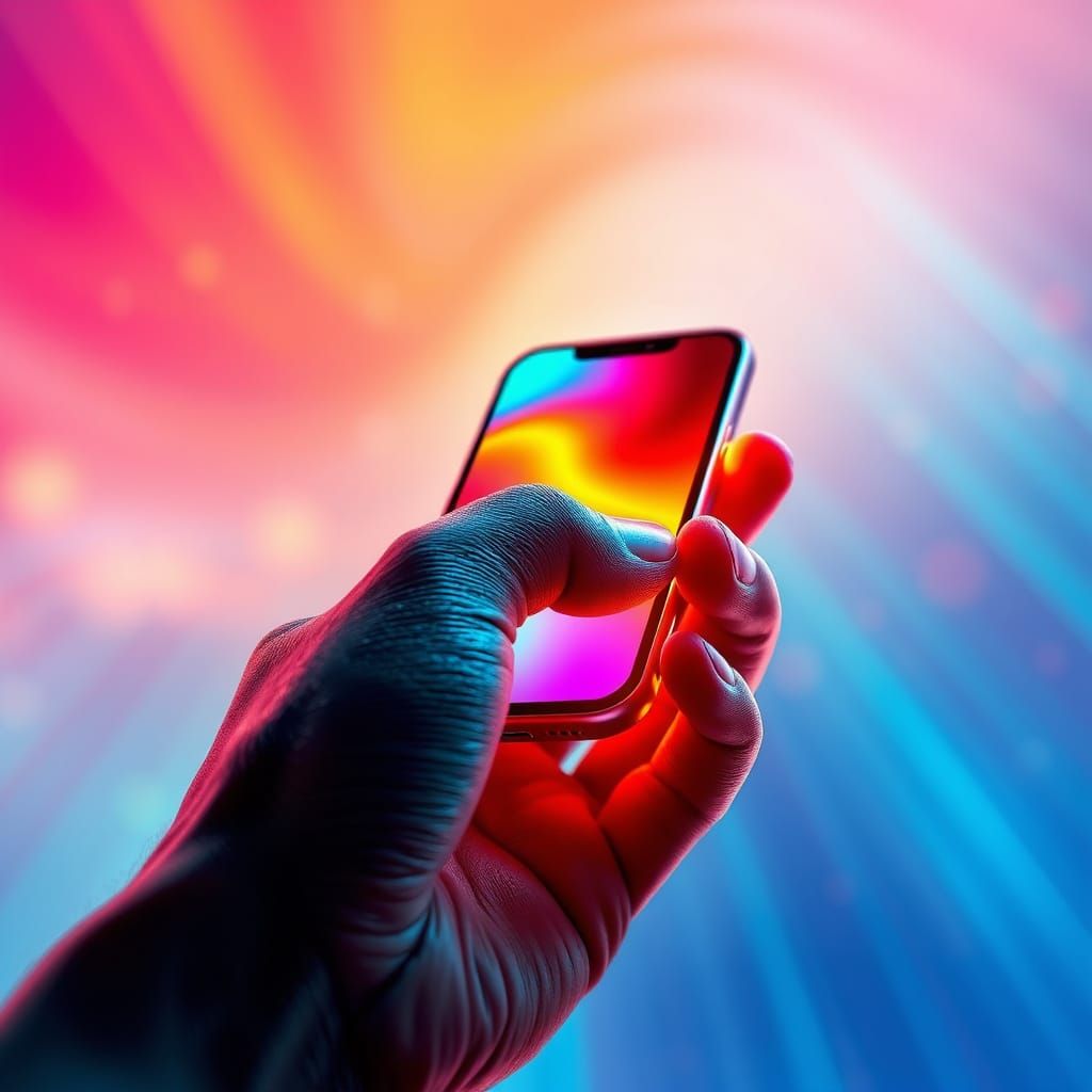 Modern Smartphone Poster in Vibrant, Ethereal Glow