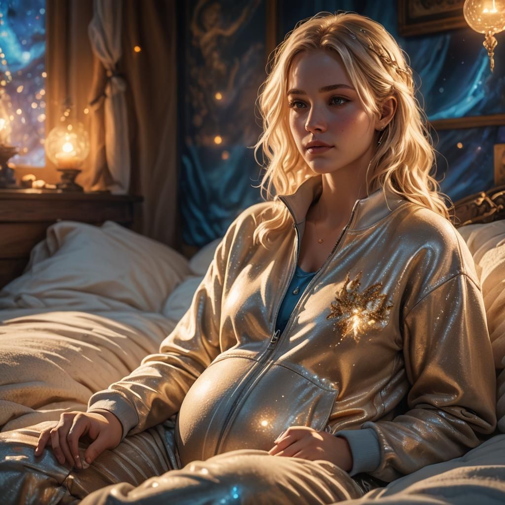 Pregnant Woman with Magical Glow, Fantasy Concept Art