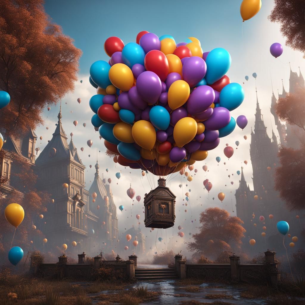 Detailed Matte Painting of Balloon Popping