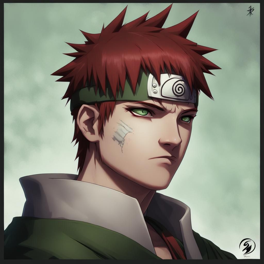 Gaara Portrait by Rutkowski, Artgerm, and Mucha