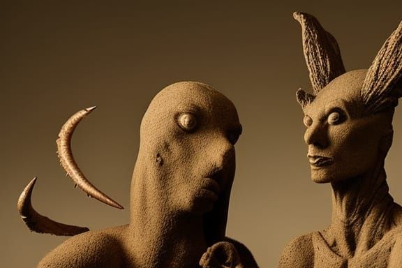 Mysterious Sculptures of Mythical Creatures in Sepia