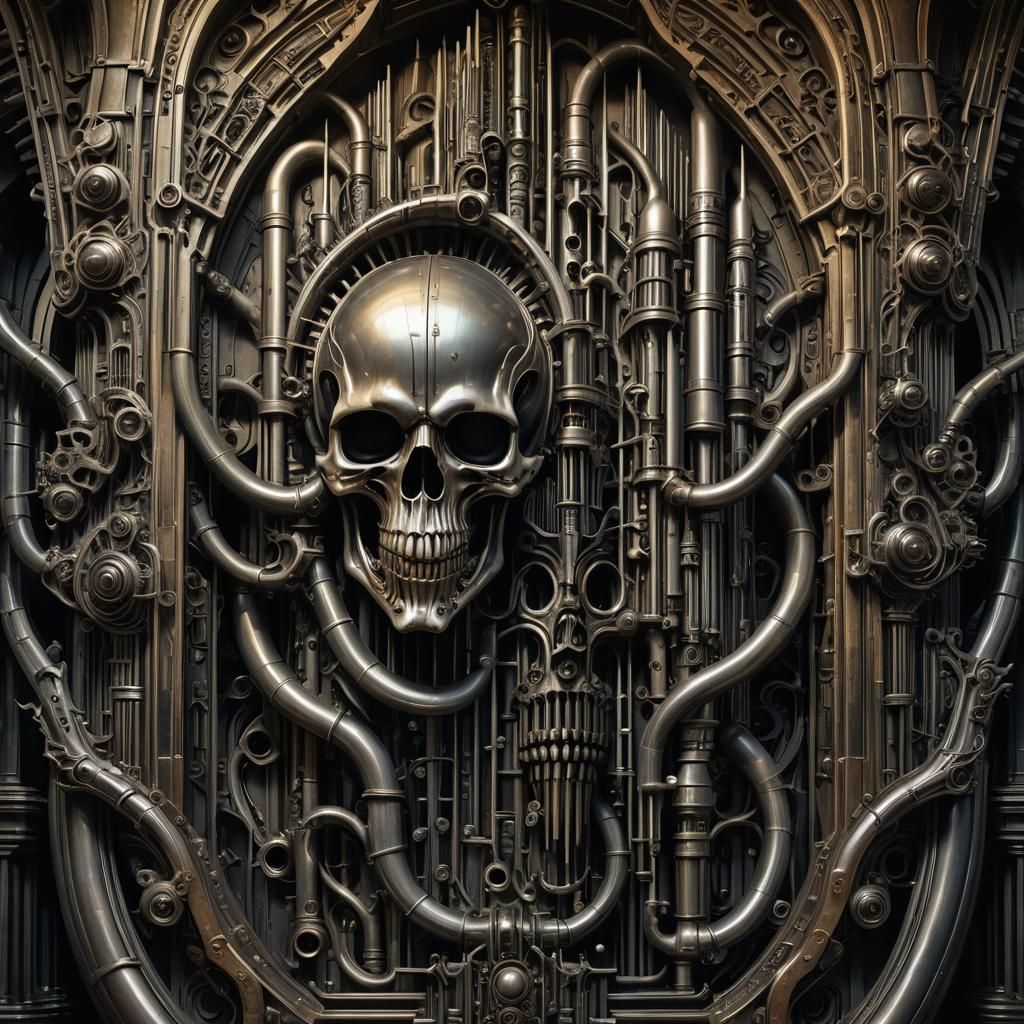 Biomechanical Pipe Organ: Giger-Inspired Hyperrealism