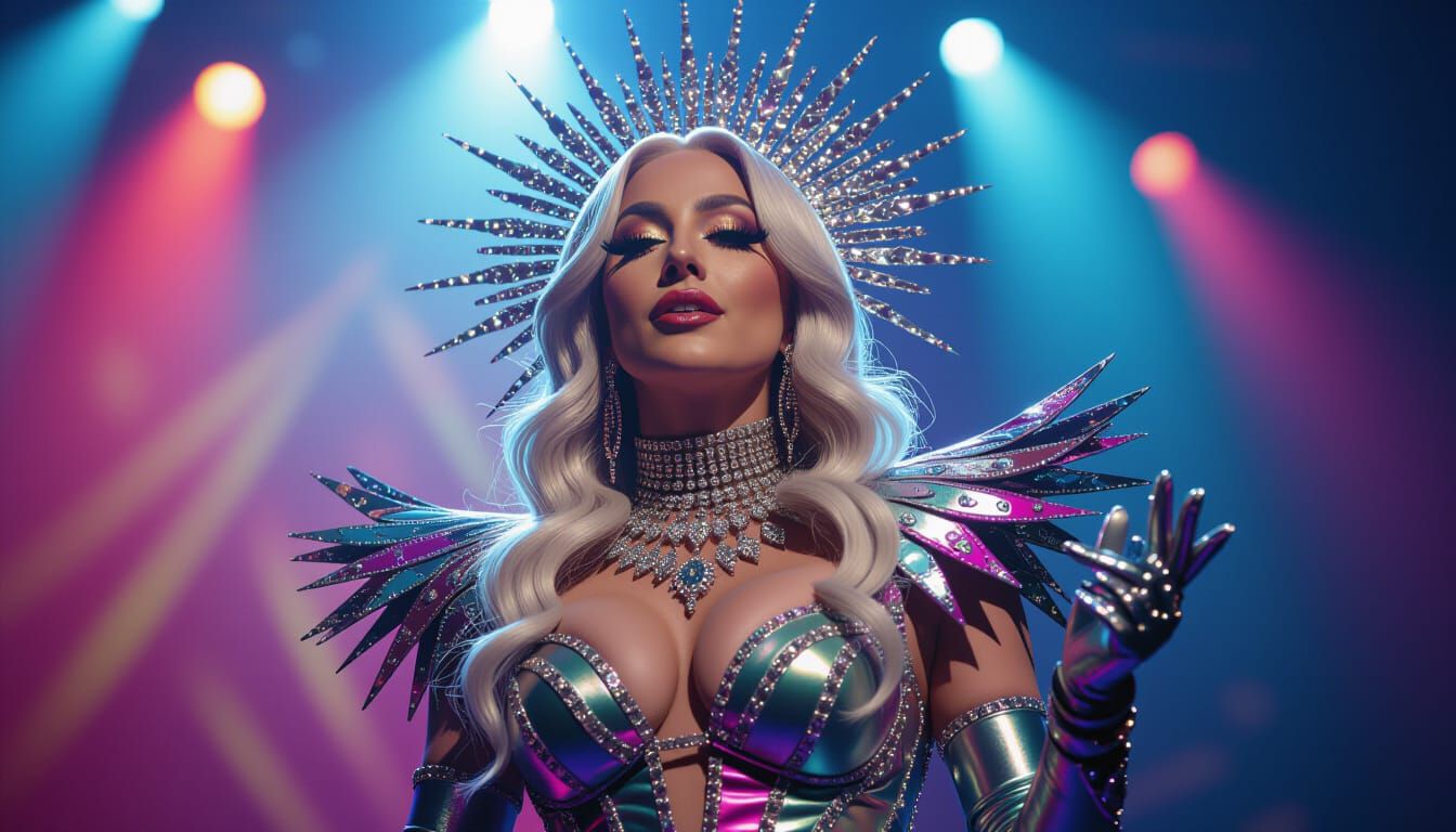Lady Gaga on Stage in Hyperrealistic Style