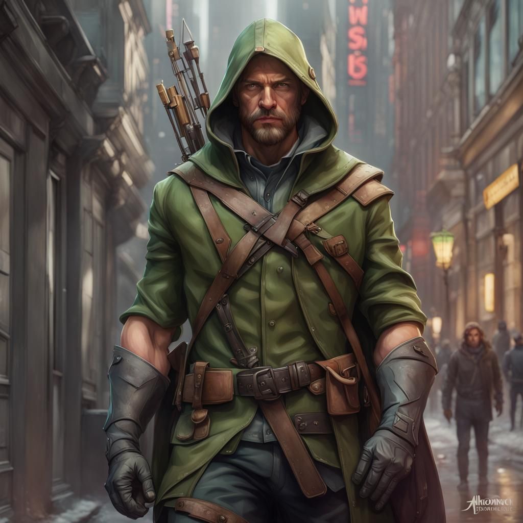 Modern Robin Hood Portrait in Artstation Style