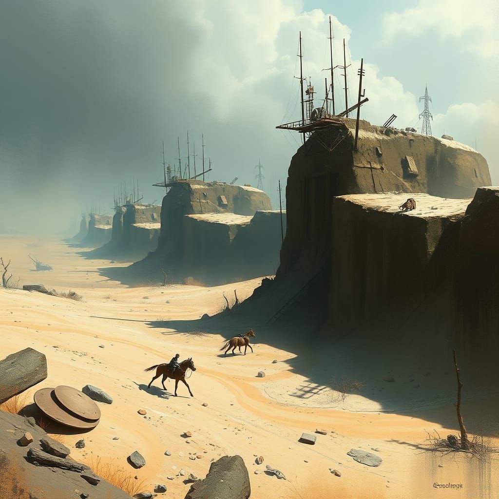 Dystopian Post-Apocalyptic Landscape in Digital Painting Sty...