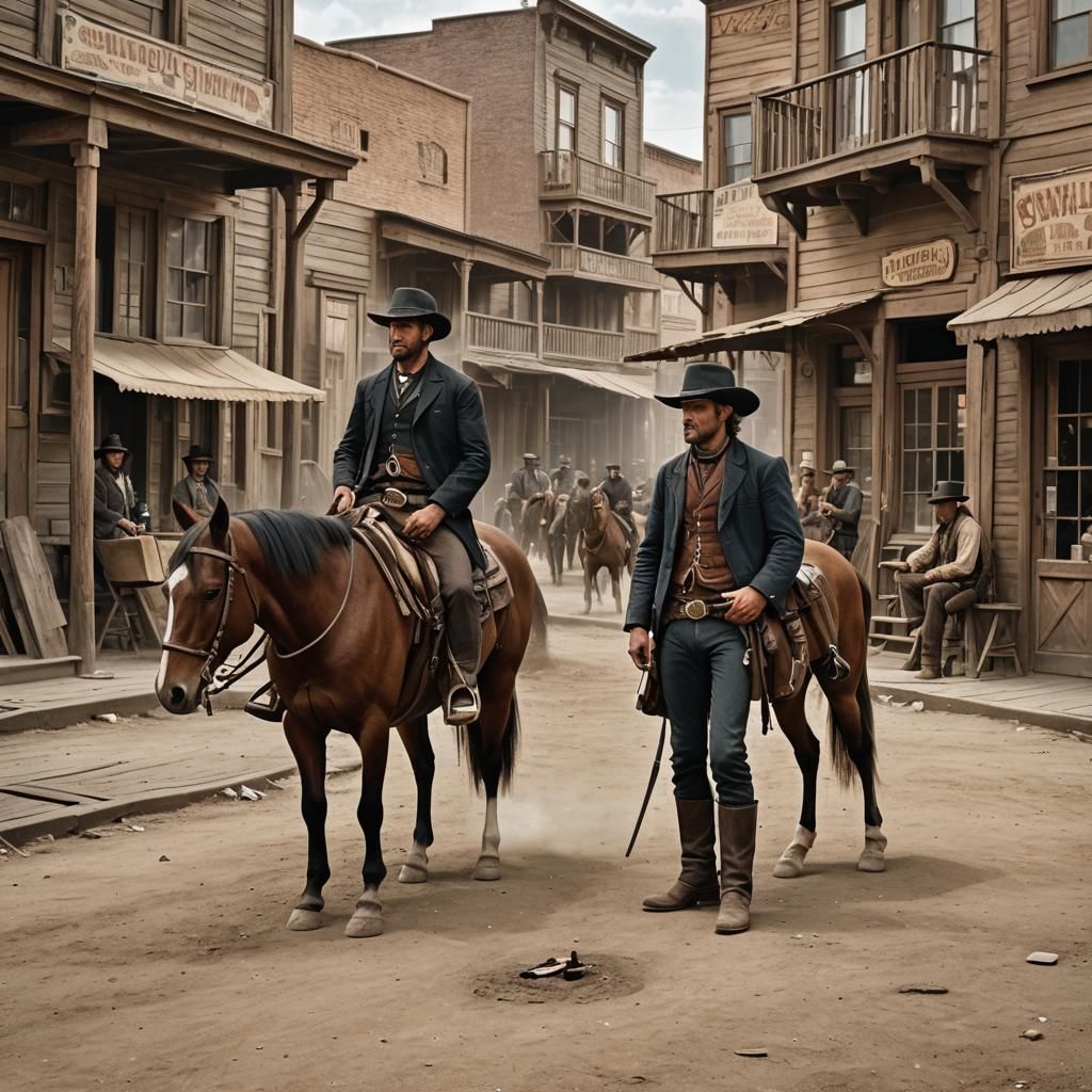 Gunslingers Duel in Wild West Town