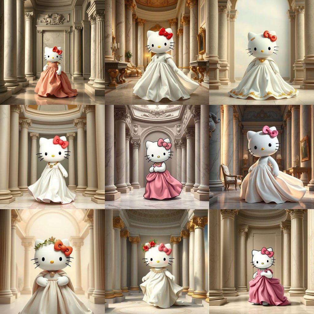 Hello Kitty in Neoclassical Elegance