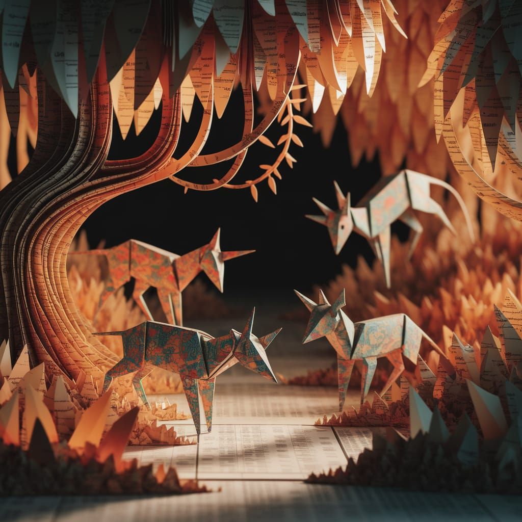 Origami Animals Roam Surreal Paper Jungle