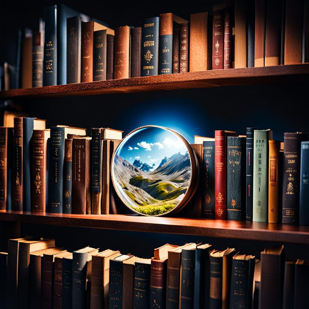 Surreal Bookshelf Miniature World Captured in Cinematic Deta...
