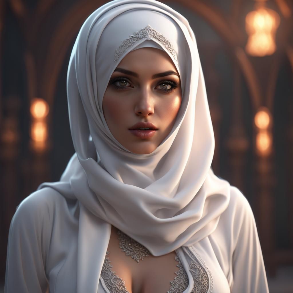 Figure in Hijab: Detailed Matte Painting