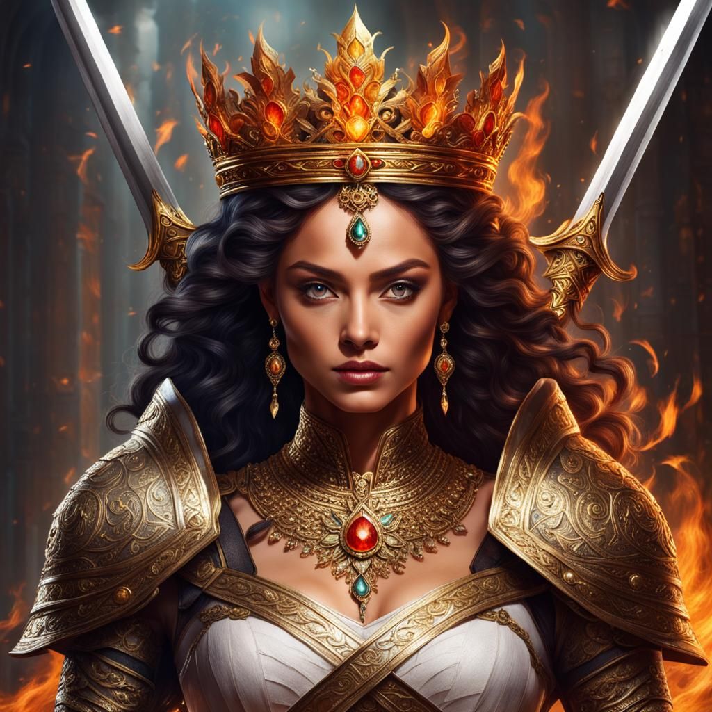 Queen of Courage: Supernatural Beauty with Gleaming Sword