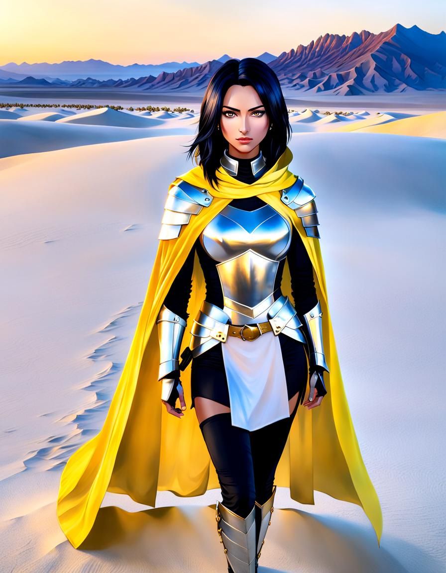 Twilight Desert Portrait with Yellow Eyes, in Dark Fantasy S...