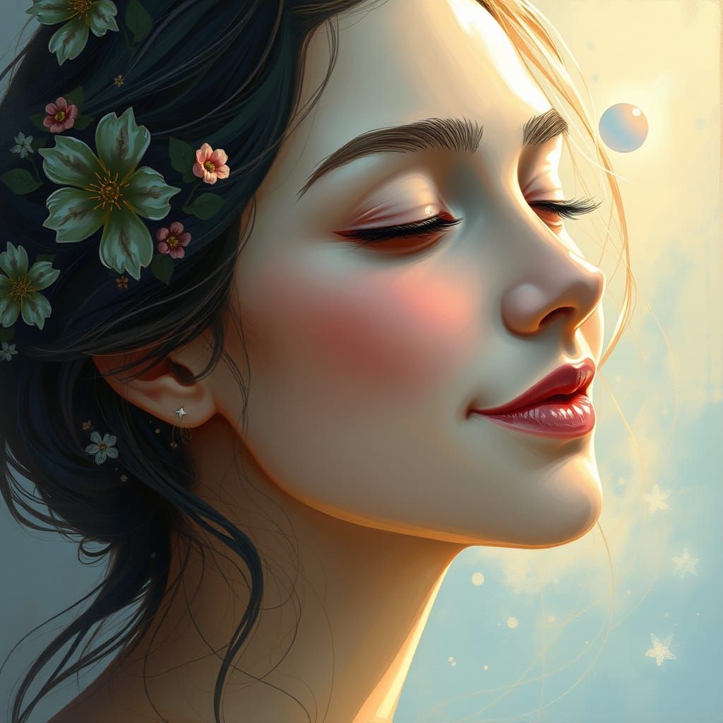 Ethereal Portrait of a Young Woman in Romantic Realism