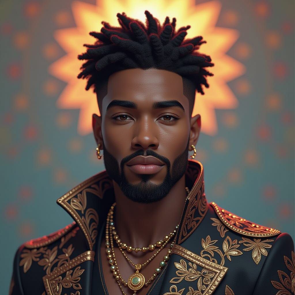 Dramatic Portrait of African American Man, Splash Art