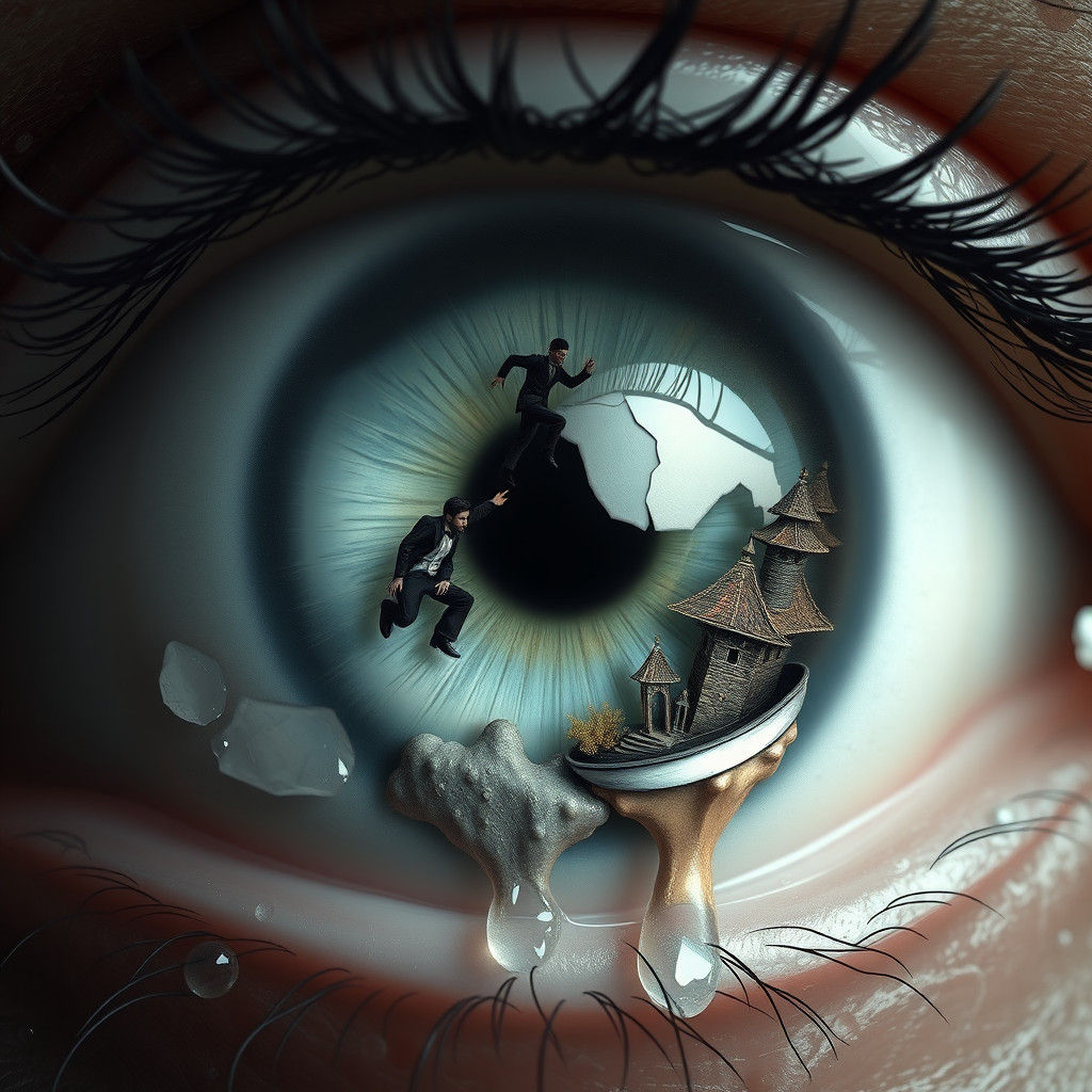 Surreal Eye with Miniature Figure