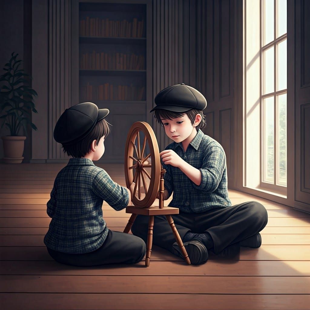 Hasidic Children Playing: 3D Anime Art