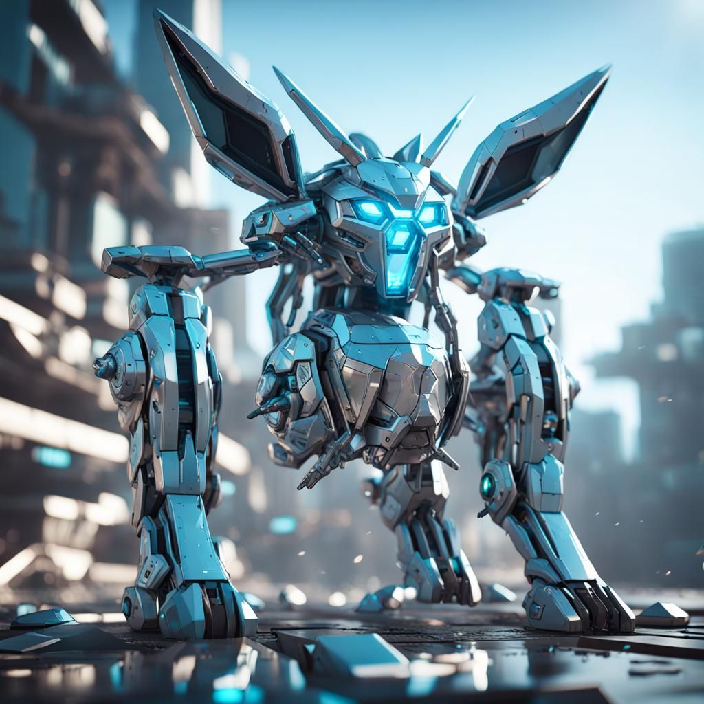 Futuristic Sci-Fi Mecha Glaceon in 8K