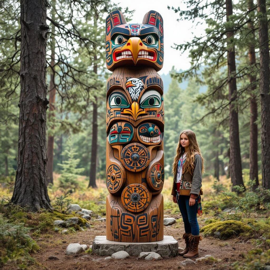 Totem Pole Fusion: Native American and Viking Symbols