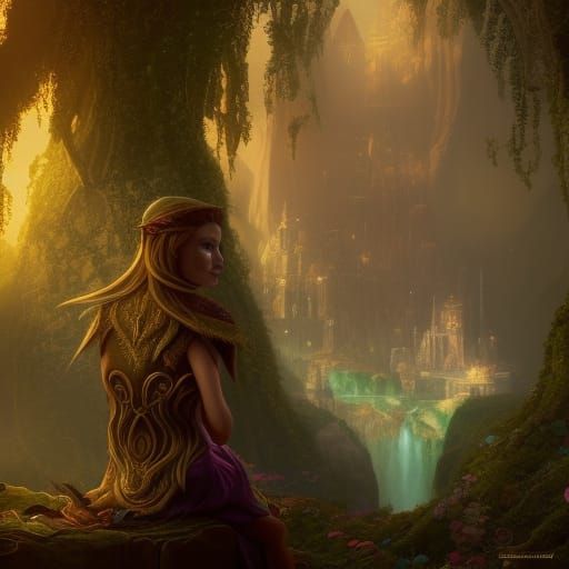 Elven Queen with Pandora's Box: Fantasy Art